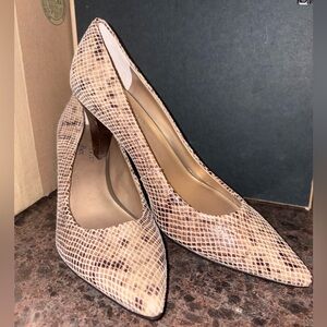 Anne Klein Snakeskin Heels in Cream and Brown